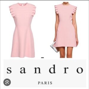 Sandro Pink Ruffle Sleeve Mini Dress 38